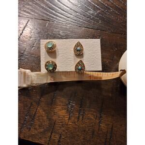 2 PAIR BLUE STONE EARRINGS. PIERCED EARRING SET